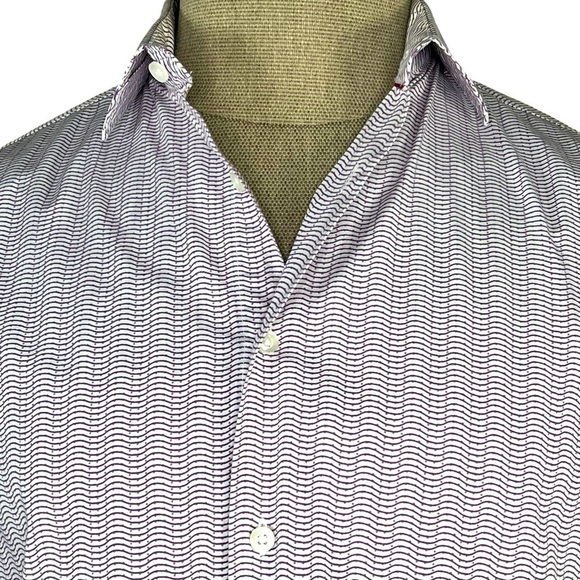 Tattersall Soho Men’s Dress Shirt With Purple Stripes & Dots Med or Large ? - Picture 2 of 10